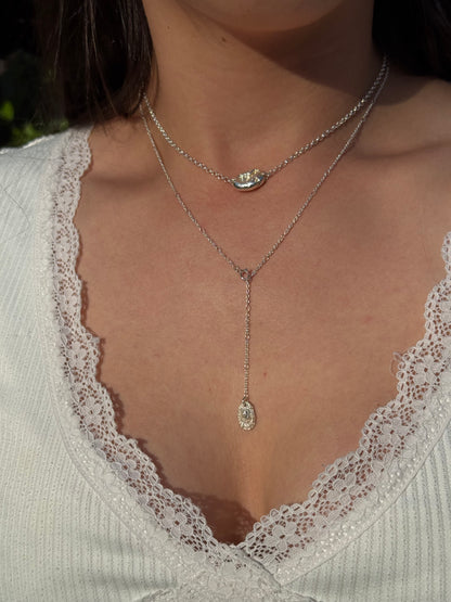 Tiny patella lariat necklace