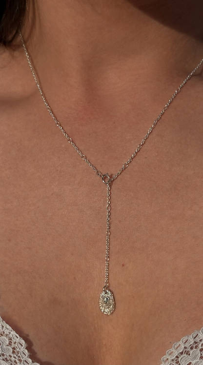 Tiny patella lariat necklace